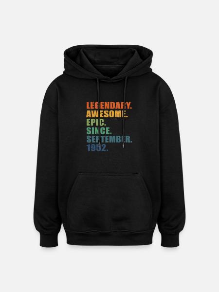 70th Birthday, September 1952, 70 Year Anniversary - Oversized Unisex Hoodie - black