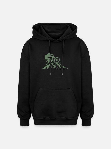 MTB Bountainbike Mountains Downhill Design - Oversized Unisex Hoodie - black