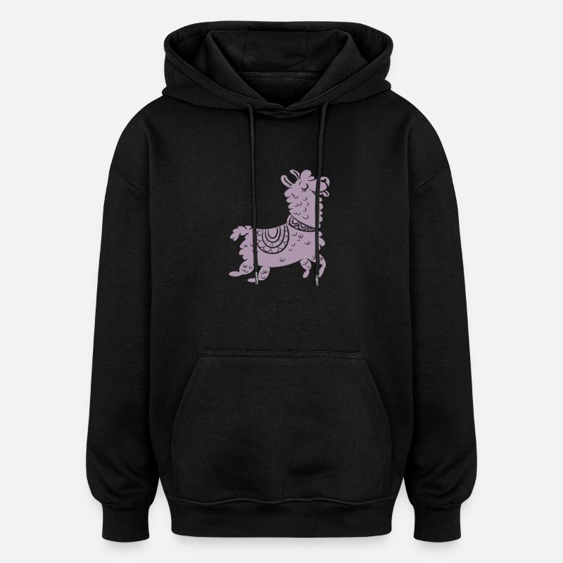 lama doux alpaga - Sweat à capuche oversize unisexe - noir