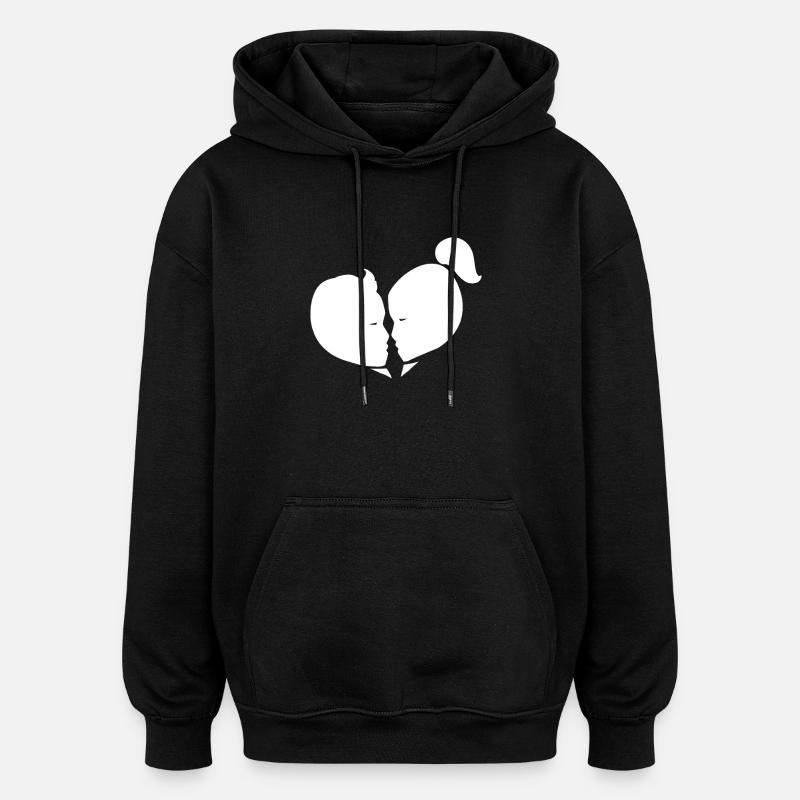 Heart Love Connection Romantic - Oversized Unisex Hoodie - black