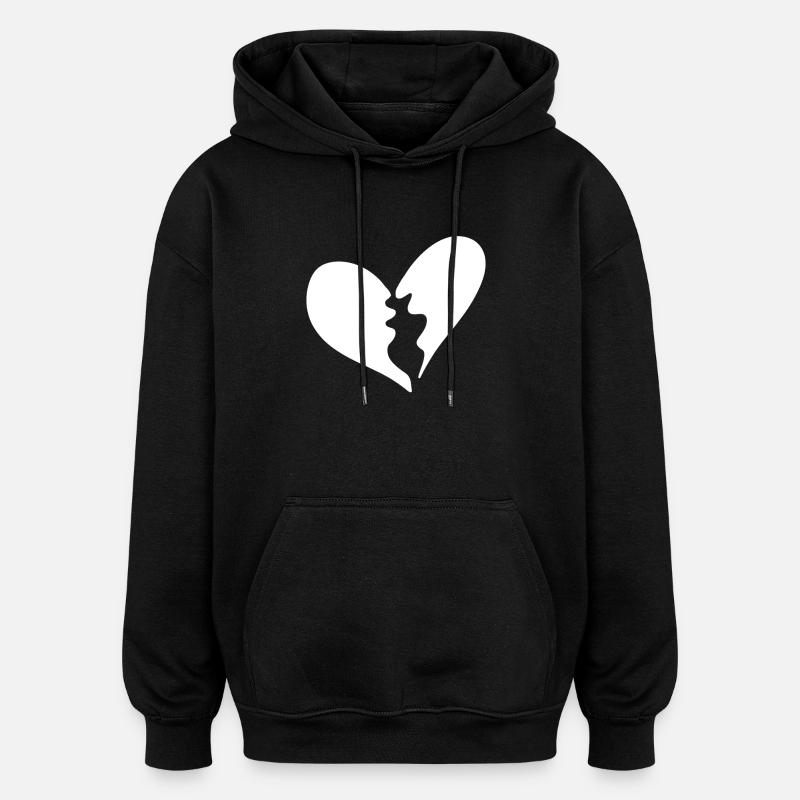 Cœur brisé - Sweat à capuche oversize unisexe - noir