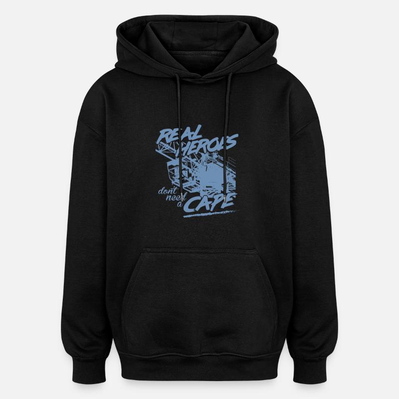 Kranführer Sprüche Kran echte Helden - Oversized Unisex Hoodie - Schwarz