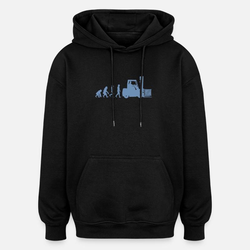 Evolution eines Staplerfahrer - Oversized Unisex Hoodie - Schwarz