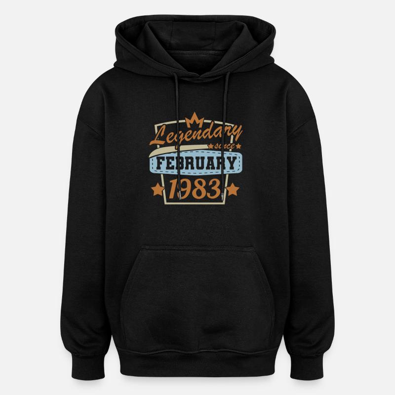 Février 1983 Anniversaire Rétro - Sweat à capuche oversize unisexe - noir