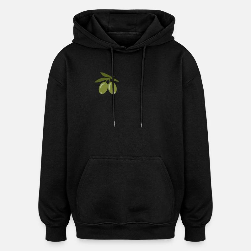 Oliven - Oversized Unisex Hoodie - Schwarz
