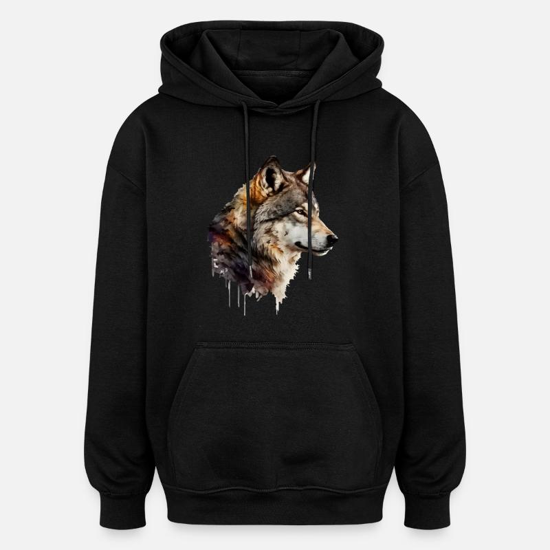 Der Wolf - Oversized Unisex Hoodie - Schwarz