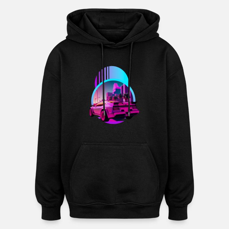 Rétro Wave Supercar Vaporwave - Sweat à capuche oversize unisexe - noir