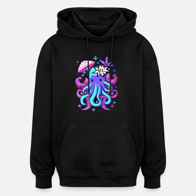 kawaii octopus otaku octopus squid - Oversized Unisex Hoodie - black