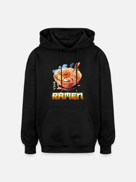 Anime Ramen Noodles - Oversized Unisex Hoodie - black