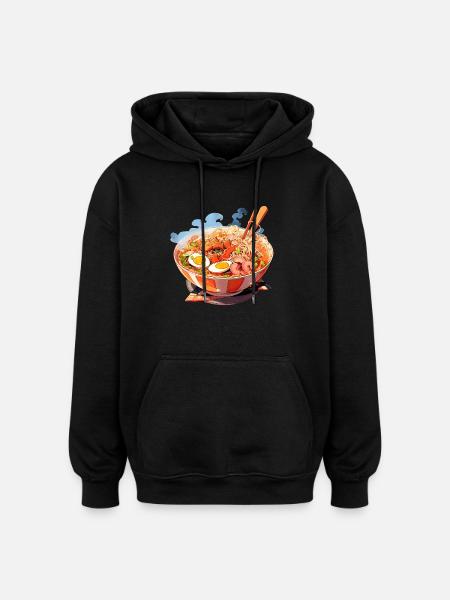 Anime Ramen Noodles - Oversized Unisex Hoodie - black