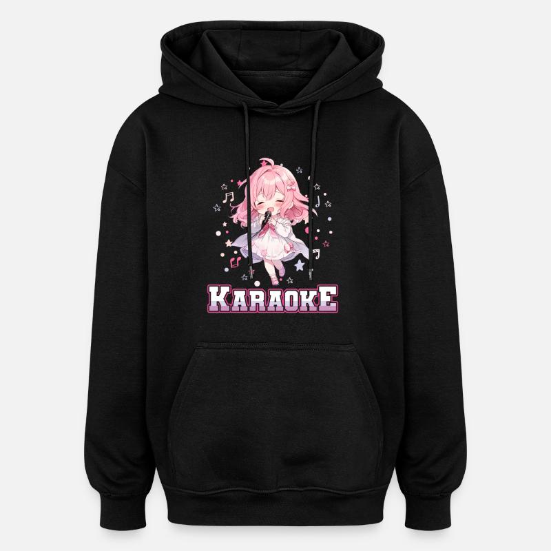 Filles Manga Anime Karaoké - Sweat à capuche oversize unisexe - noir