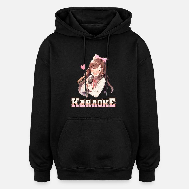 Filles Manga Anime Karaoké - Sweat à capuche oversize unisexe - noir