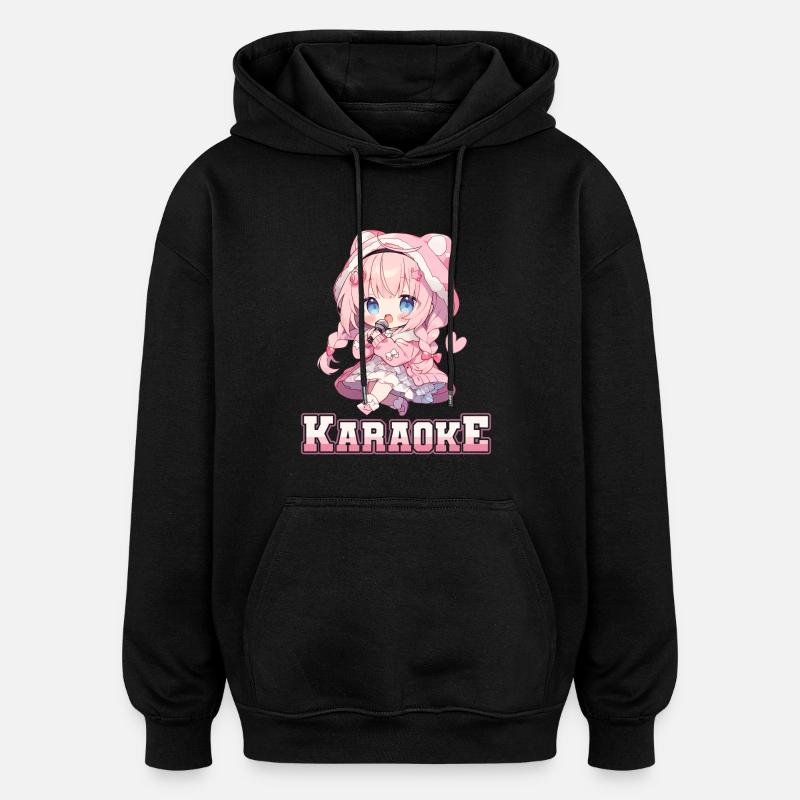 Filles Manga Anime Karaoké - Sweat à capuche oversize unisexe - noir
