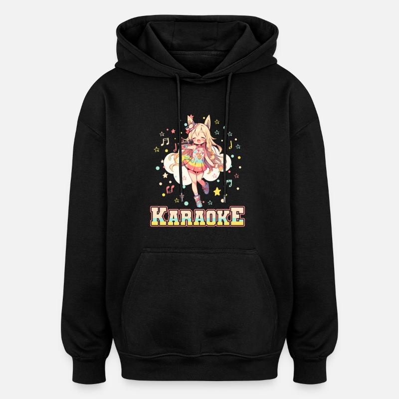 Mädchen Manga Anime Karaoke - Oversized Unisex Hoodie - Schwarz