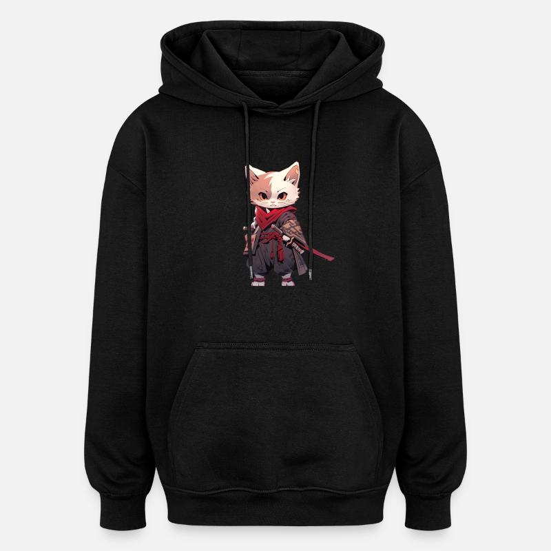 Asia Cat Japanese Samurai Samurai - Oversized Unisex Hoodie - black
