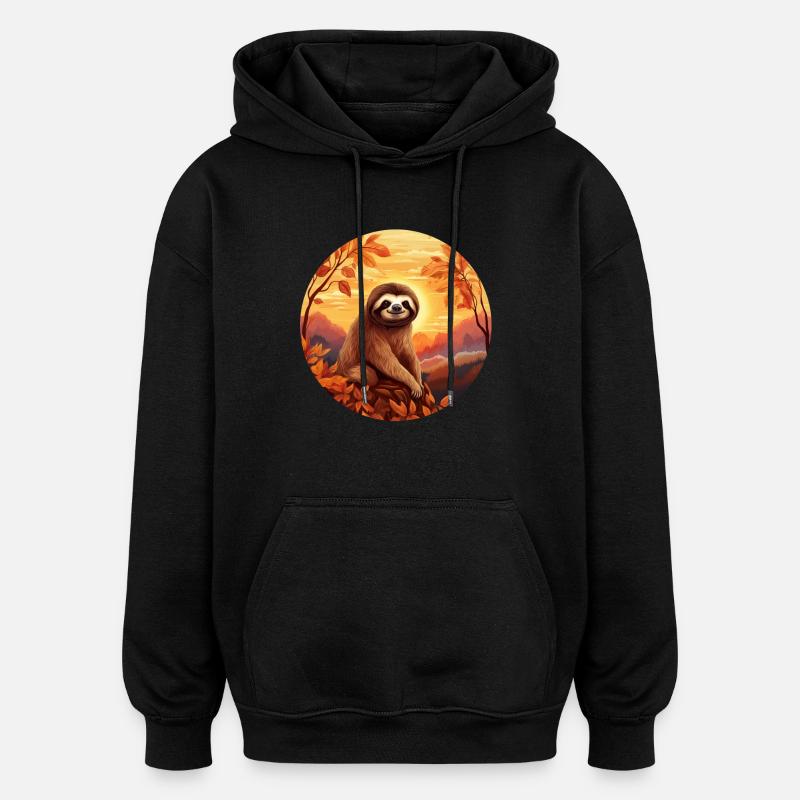Paresseux en automne - Sweat à capuche oversize unisexe - noir