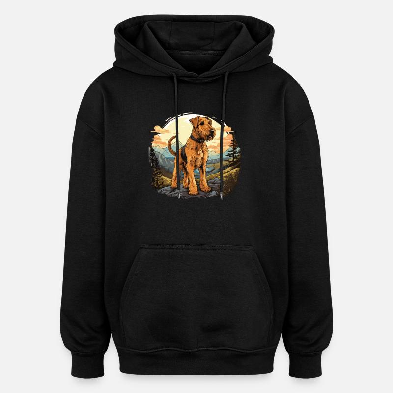 Chien Airedale Terrier - Sweat à capuche oversize unisexe - noir