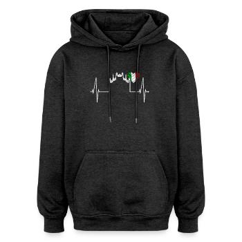 Milan Skyline Italy Heartbeat Fan Love Milano - Oversized Unisex Hoodie - charcoal grey - Front - Noah (186cm)