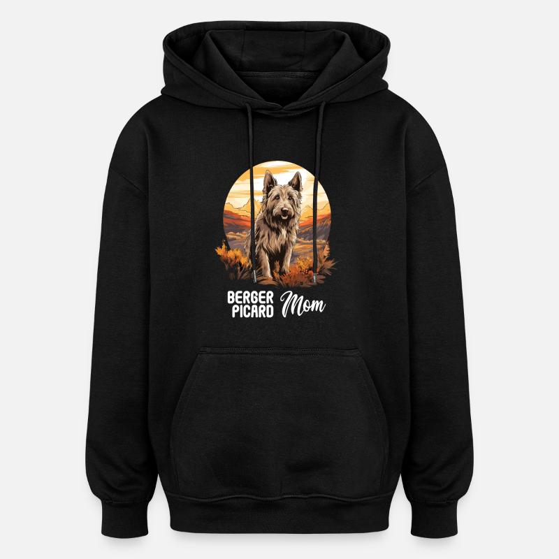 Chien Berger Picard - Sweat à capuche oversize unisexe - noir