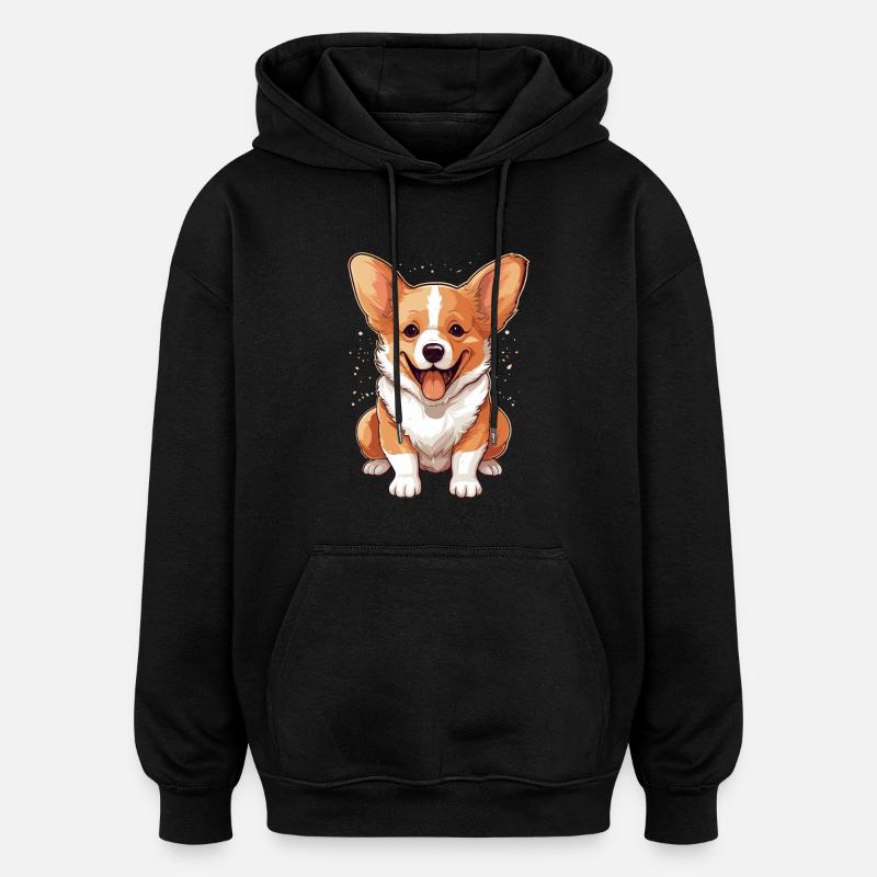 Chien Corgi - Sweat à capuche oversize unisexe - noir