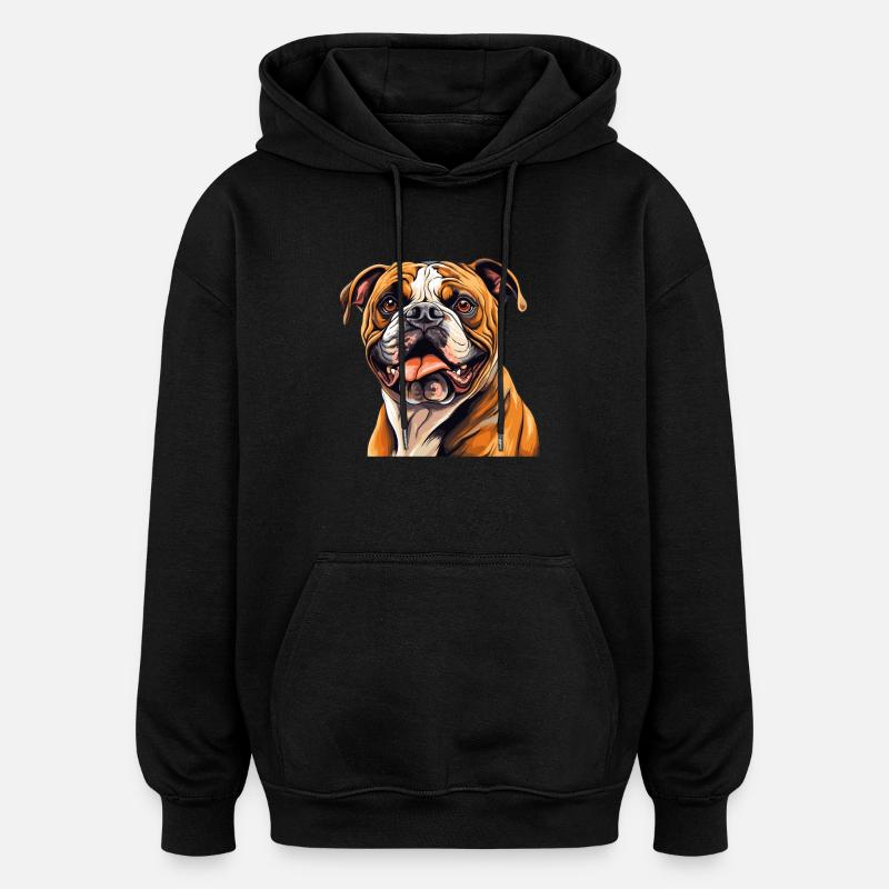 Chien Bouledogue anglais - Sweat à capuche oversize unisexe - noir