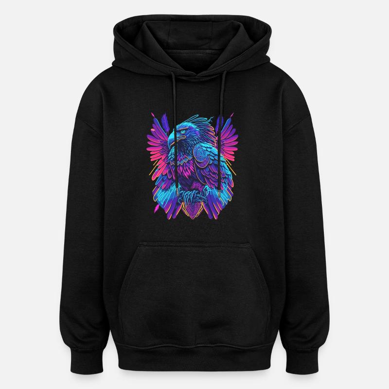 Neon Adler Synthwave Adler - Oversized Unisex Hoodie - black