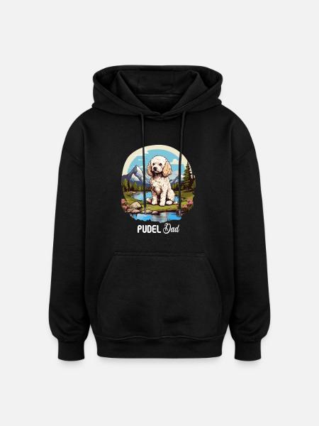 Caniche - Sweat à capuche oversize unisexe - noir