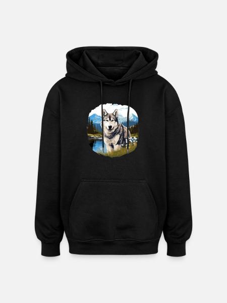 Husky - Oversized Unisex Hoodie - black