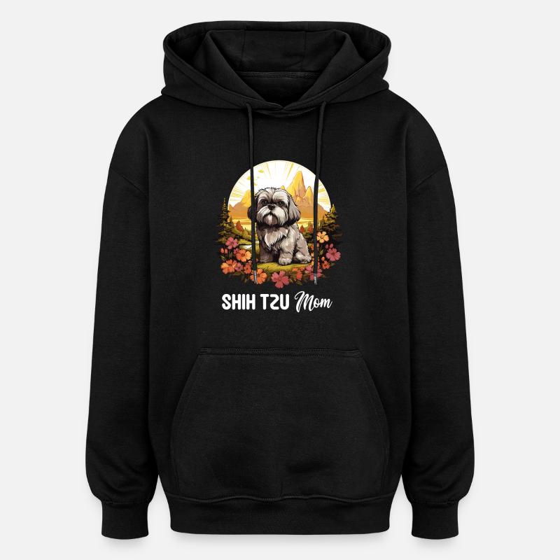 Shih Tzu - Sweat à capuche oversize unisexe - noir