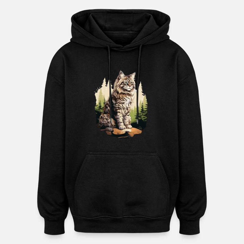 Norwegian Forest Cat - Oversized Unisex Hoodie - Schwarz