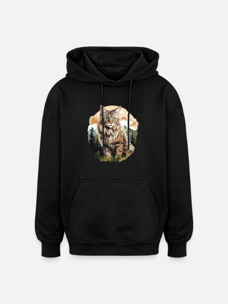 Norwegian Forest Cat - Oversized Unisex Hoodie - black