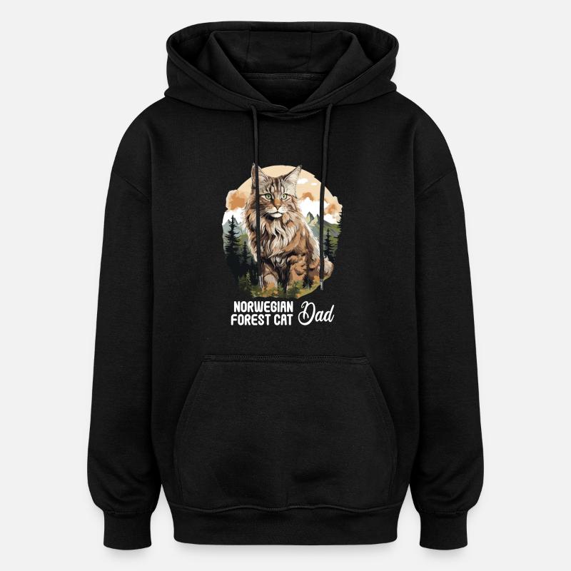 Norwegian Forest Cat - Oversized Unisex Hoodie - black