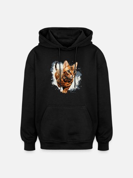 Chat du Bengale - Sweat à capuche oversize unisexe - noir
