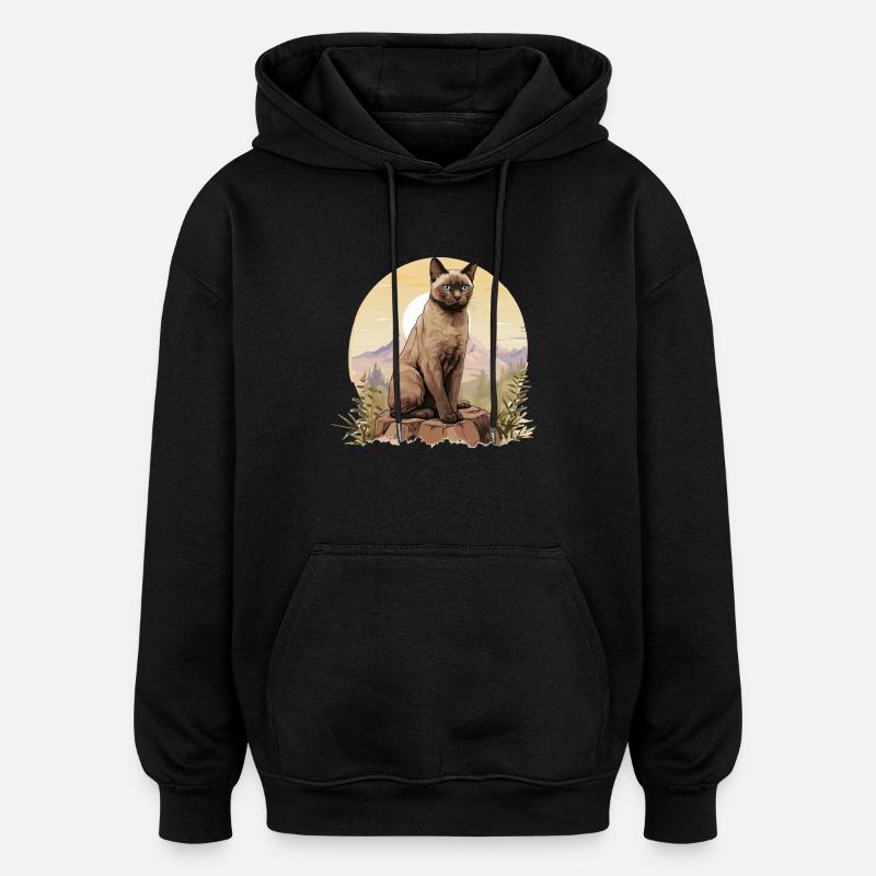 Burmese Cat Burma Katze - Oversized Unisex Hoodie - black