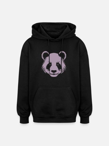 Panda Silhouette Head Portrait - Oversized Unisex Hoodie - black