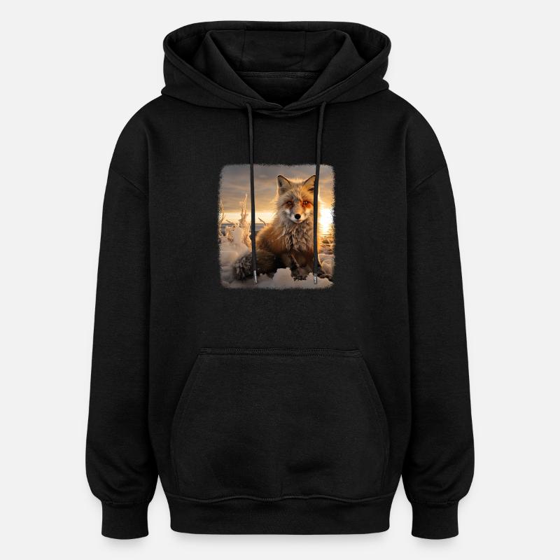 Füchse realistic Fuchs - Oversized Unisex Hoodie - Schwarz