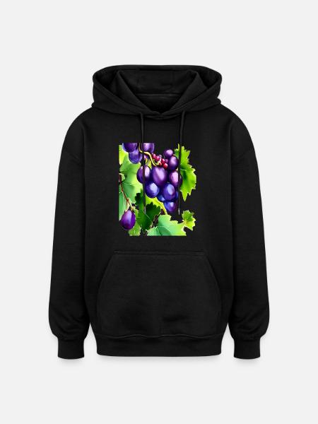 Grapes on a Vine - Oversized Unisex Hoodie - black