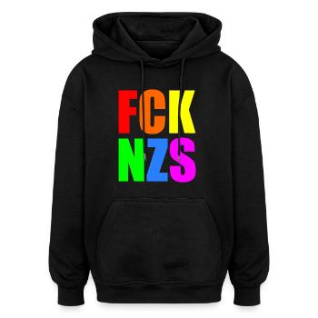 Fck nzs - Oversized Unisex Hoodie - Schwarz - Vorne - Noah (186cm)