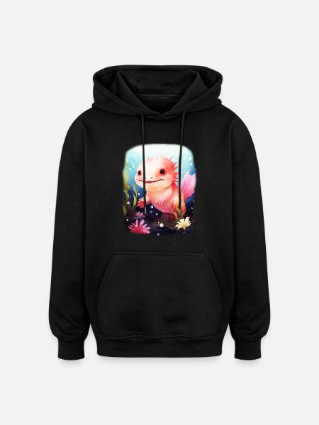 axolotl - Sweat à capuche oversize unisexe - noir