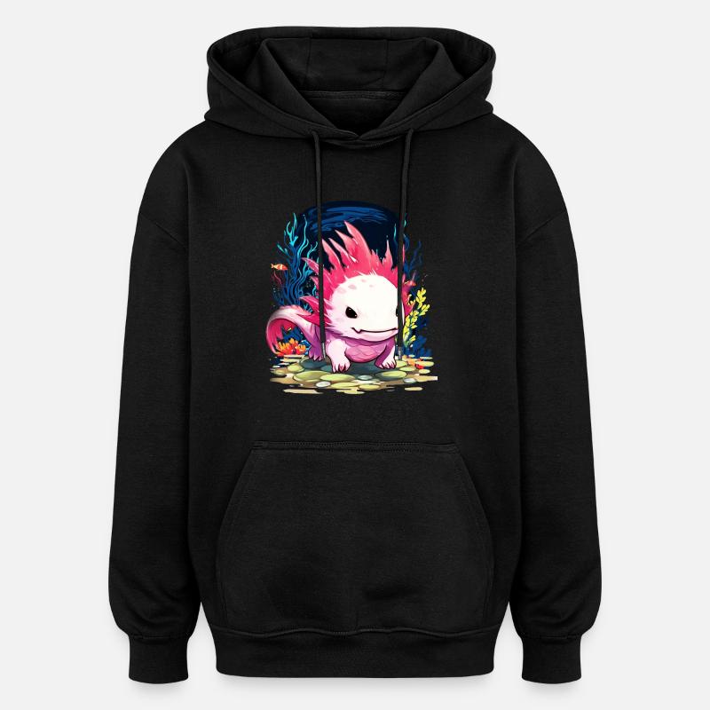 Axolotl - Sweat à capuche oversize unisexe - noir