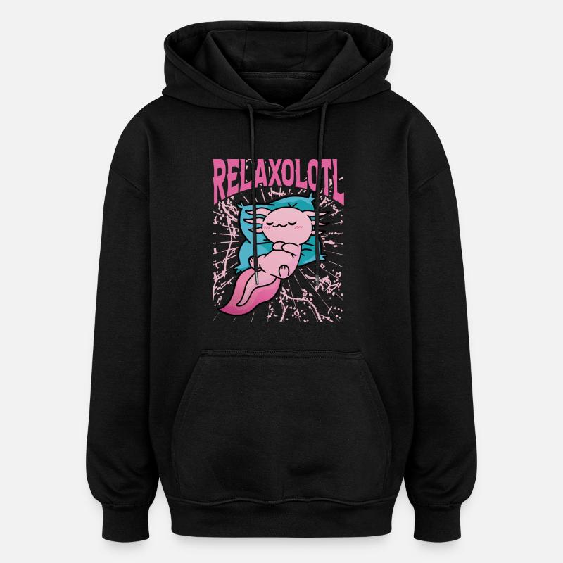 Relaxolotl - Oversized Unisex Hoodie - black