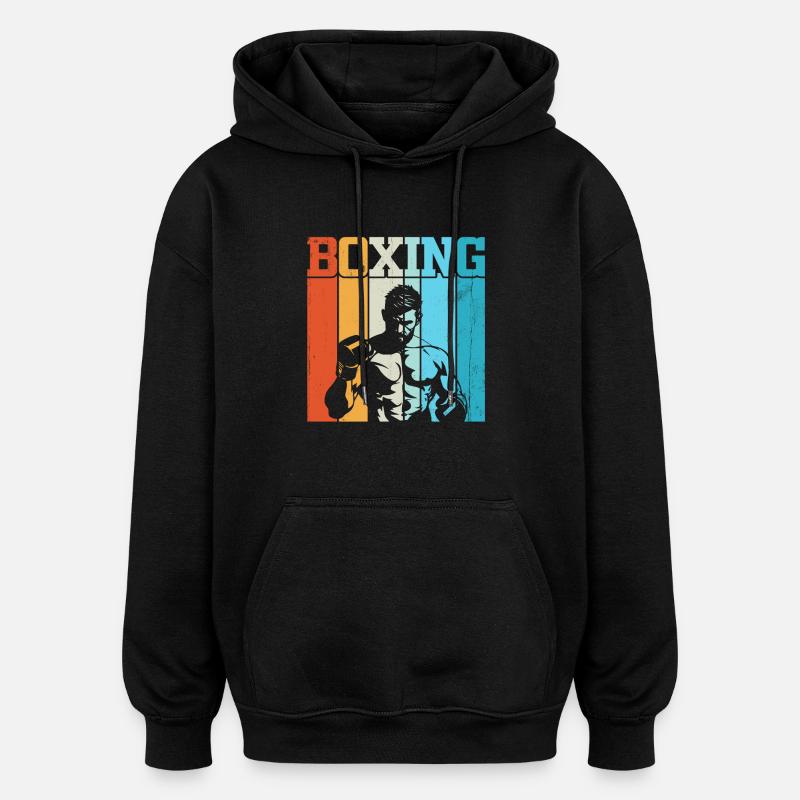 Boxe Rétro - Sweat à capuche oversize unisexe - noir