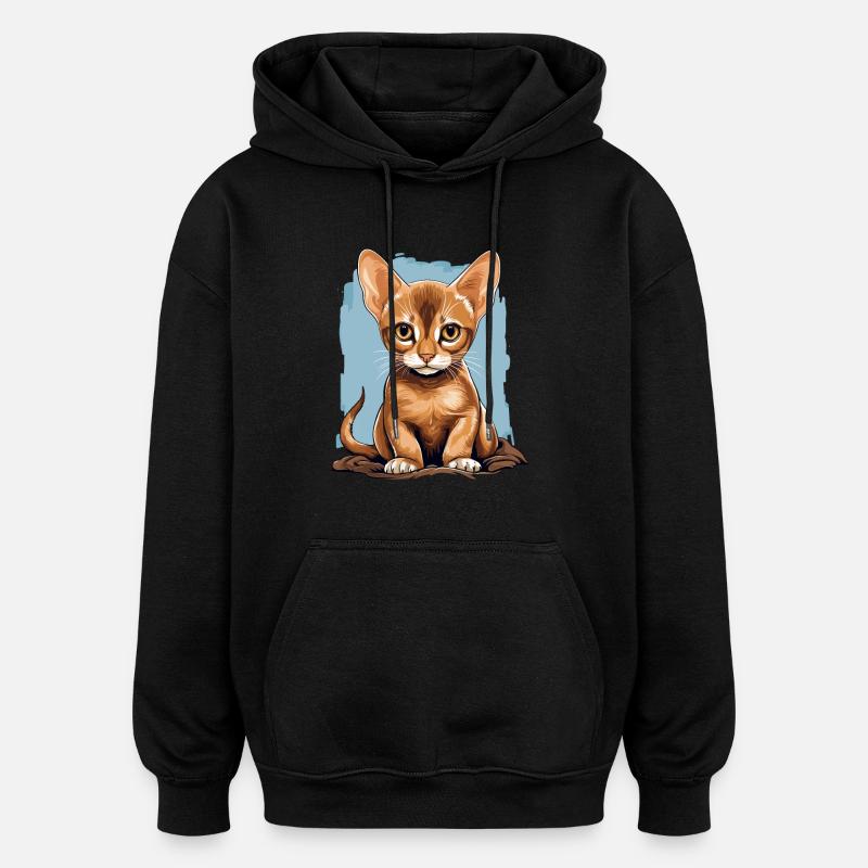 Chat d’Abyssinie Abessinierkatze - Sweat à capuche oversize unisexe - noir