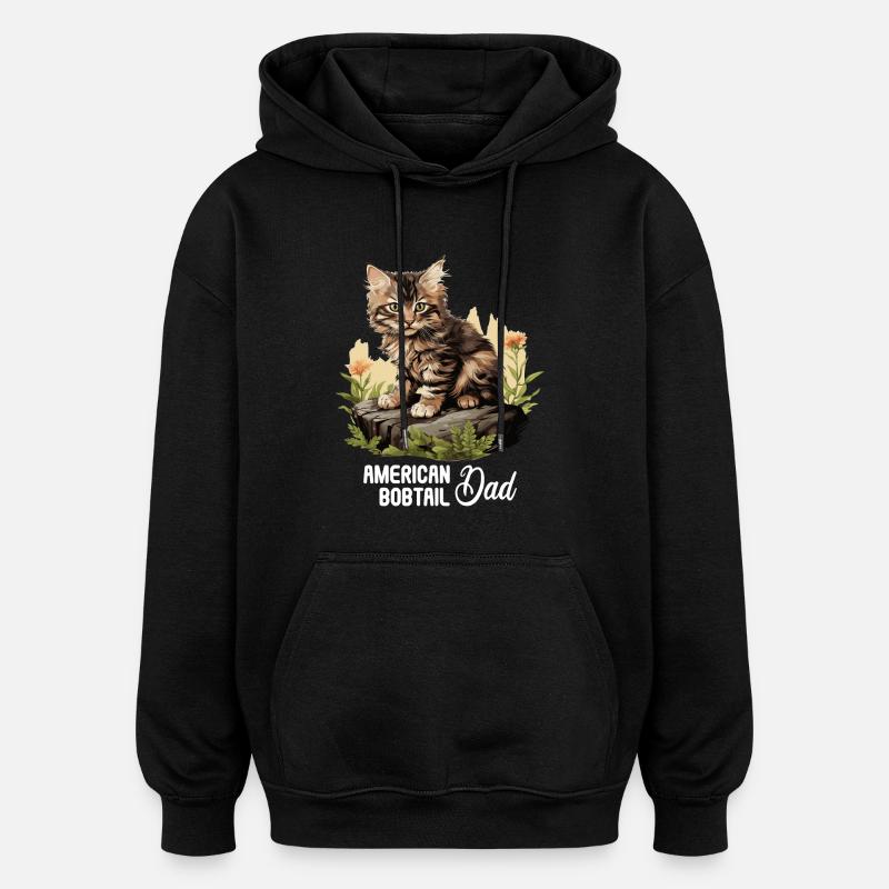 Cat Cats American Bobtail - Oversized Unisex Hoodie - black