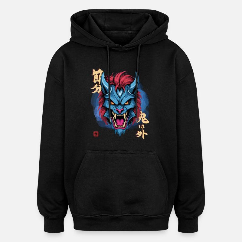 Oni bleu yéti - Sweat à capuche oversize unisexe - noir