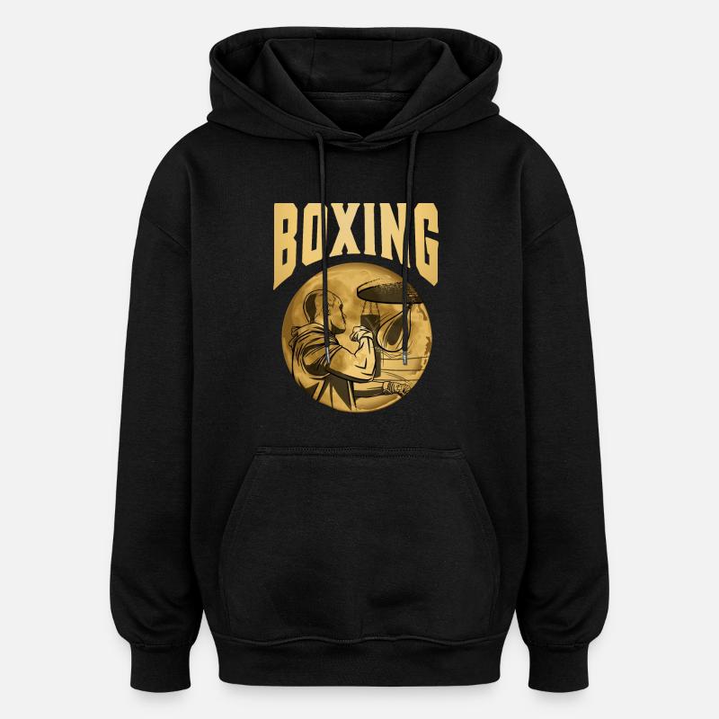 Boxe - Sweat à capuche oversize unisexe - noir