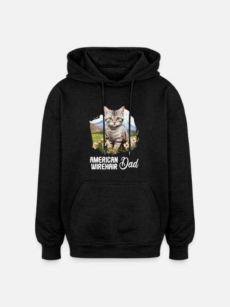 Cat Cats American Wirehair - Oversized Unisex Hoodie - black