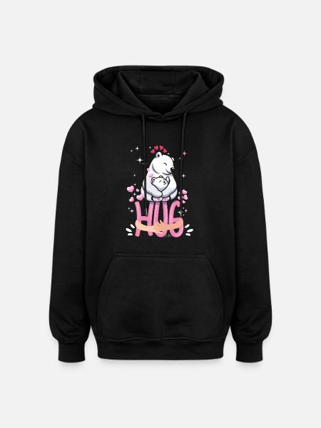 Funny - Cuddle Funny Bear - Oversized Unisex Hoodie - black