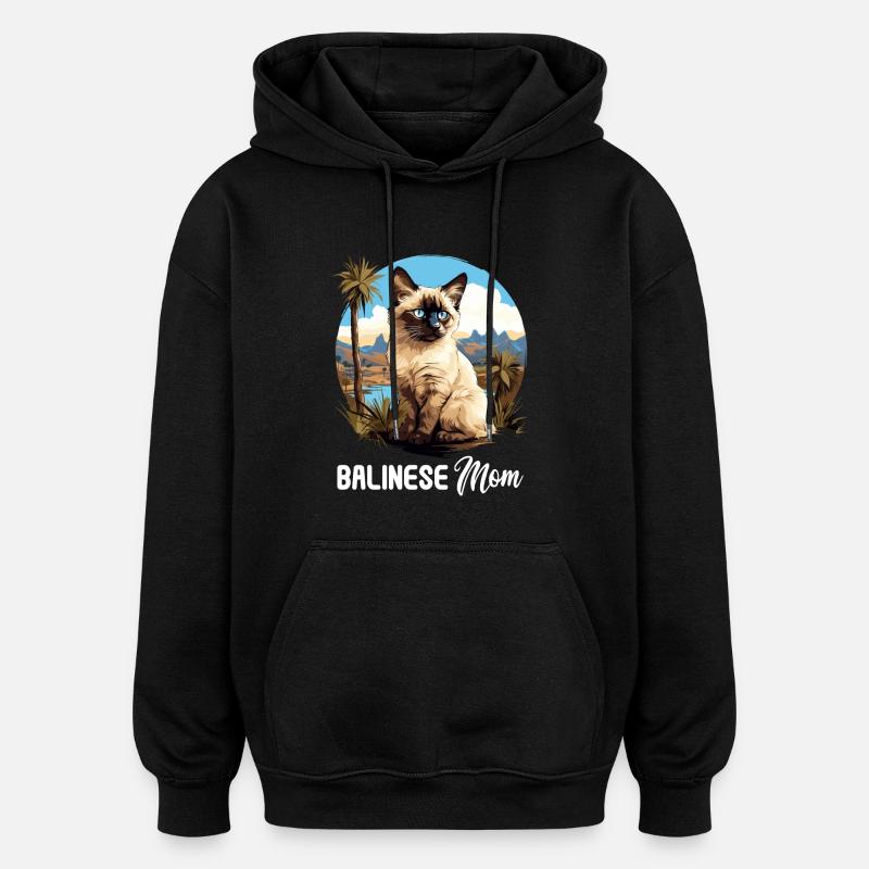 Chat balinais Balinesenkatze - Sweat à capuche oversize unisexe - noir