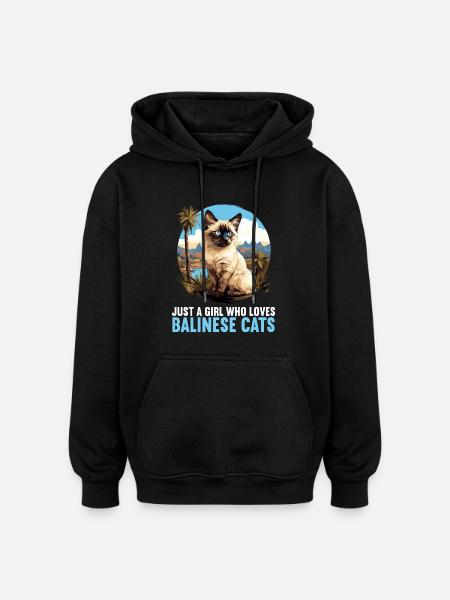 Balinese Cat Balinesenkatze - Oversized Unisex Hoodie - black
